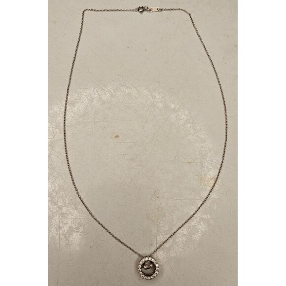 Floating Diamond Halo CZ 18" 925 Sterling Silver Necklace - Picture 1 of 6